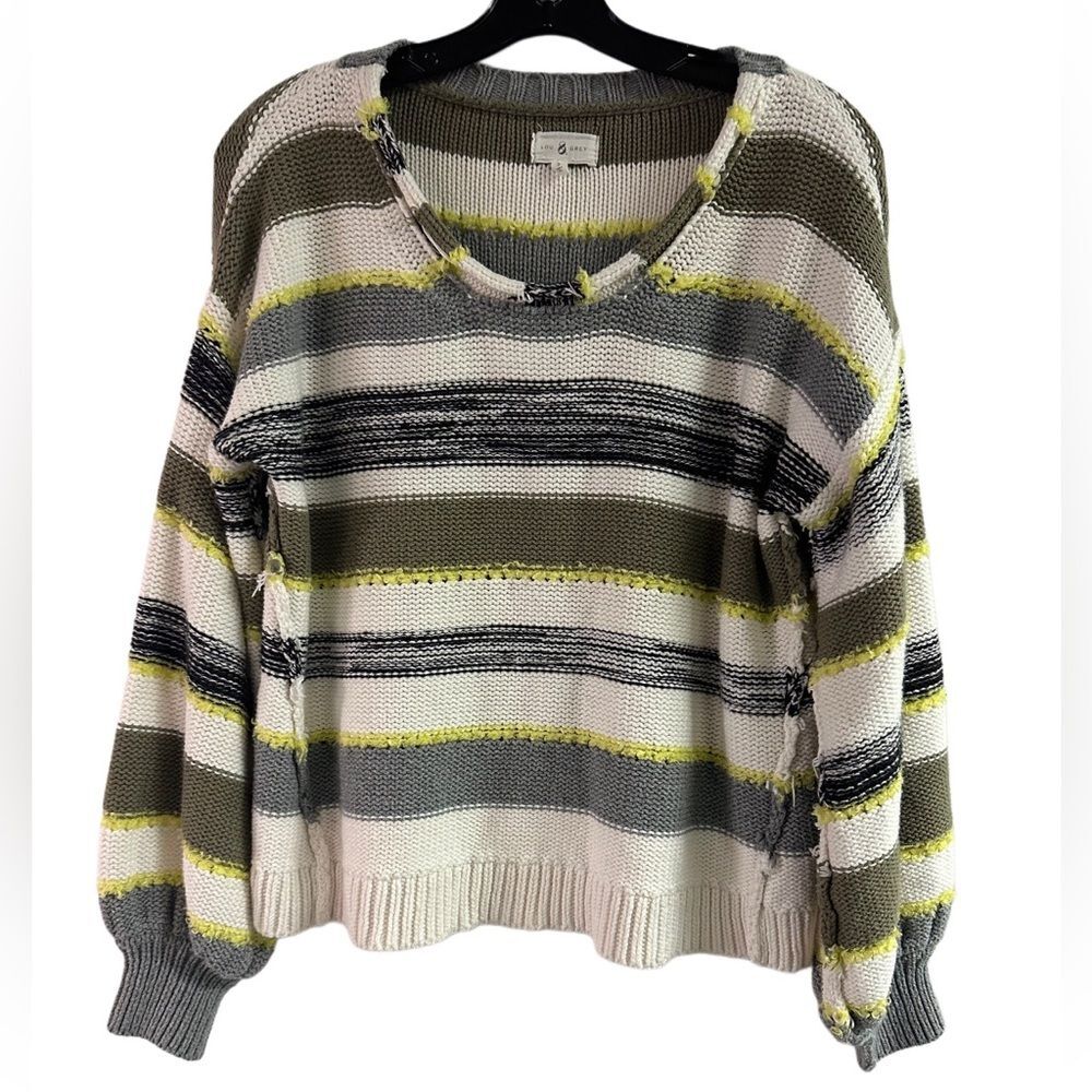 Lou & Grey Chunky Oversized Stripe Fringe Sweater Size S